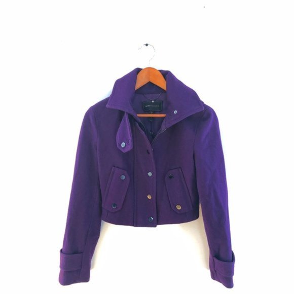 BCBG MaxAzria Cropped Cashmere Coat Purple XXS - Picture 1 of 6